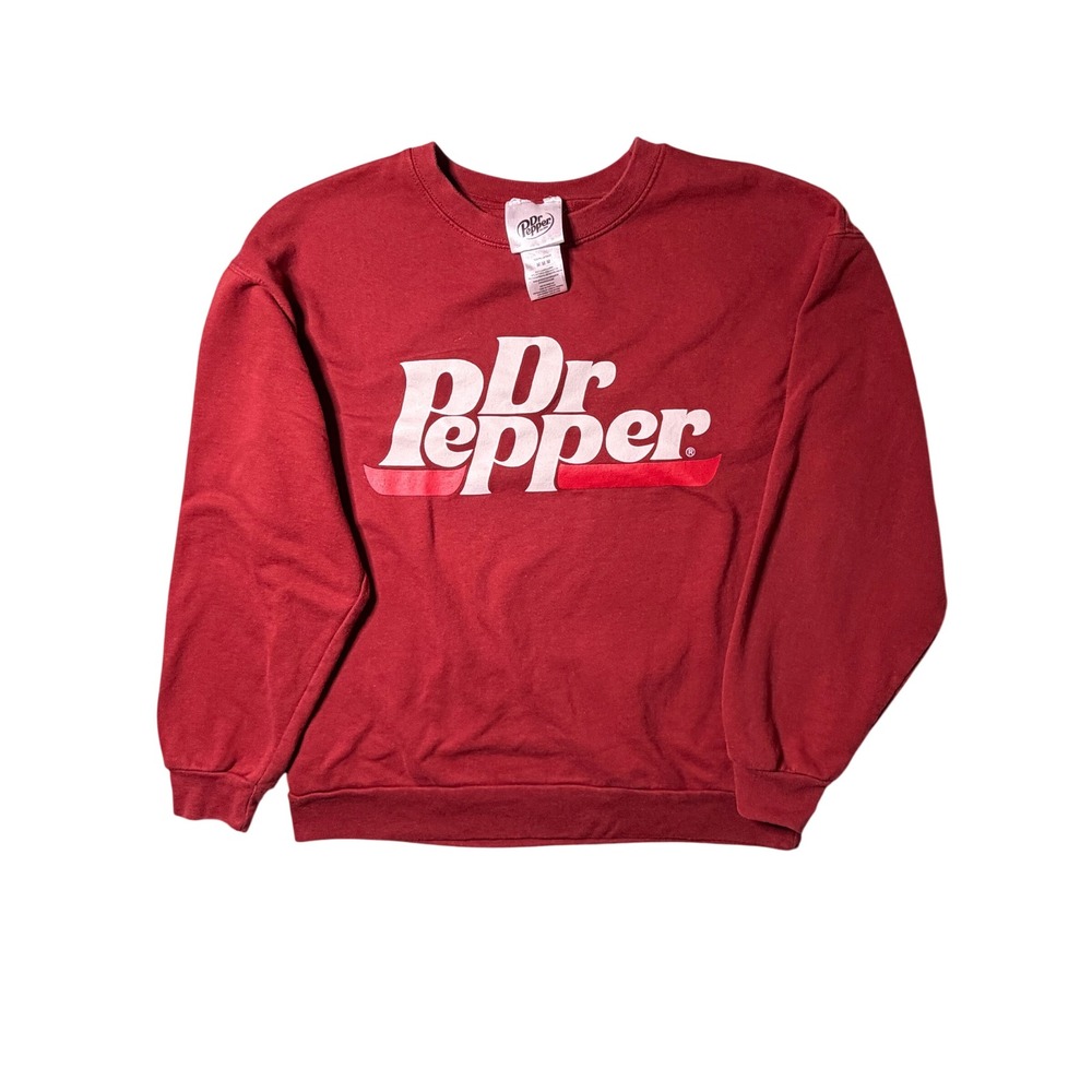 Dr Pepper Graphic Sweatshirt Maroon Red Crewneck Pullover Size Medium Mens
